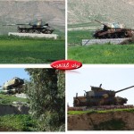 جمع آوری تانک های سوخته عراقی بعنوان یادمان در ورودی شهرگیلانغرب